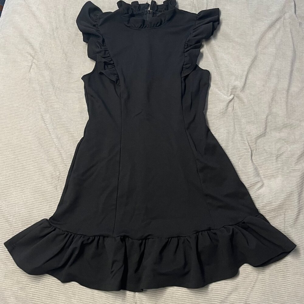 Black ruffle trim dress, Size M, Forever 21